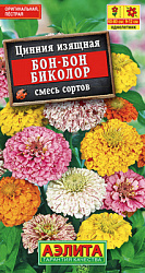 Цинния Бон-бон биколор, смесь окрасок_ЦП